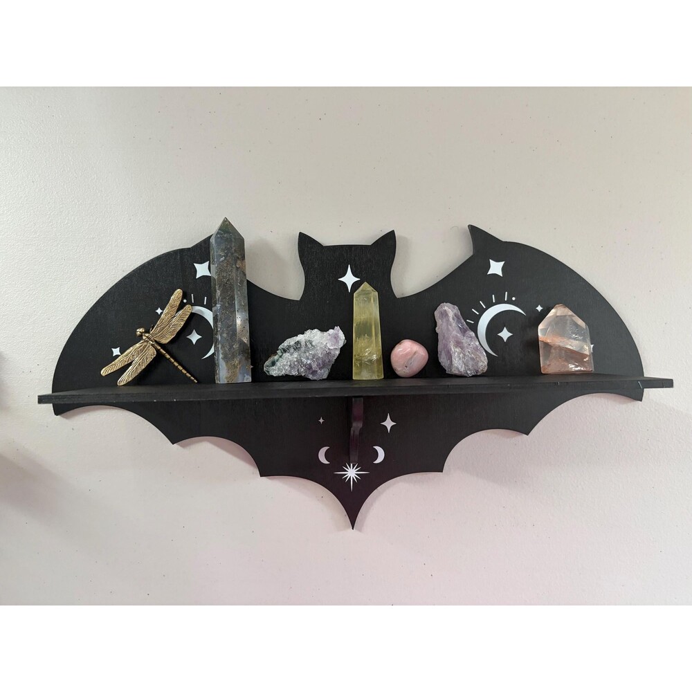 Gothic Bat Crystal Shelf — 16x8” | Witchy Crystal Display | Protection & Spiritu - Picture 2 of 7
